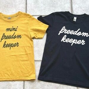 Kids Freedom Keeper American Shirts Pair Bundle Unisex Yellow Black Graphic Sz 4